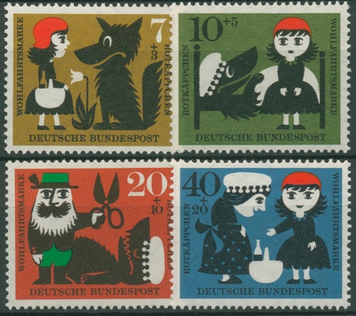 Bund 1960 Brüder Grimm Märchen Rotkäppchen 340/43 postfrisch