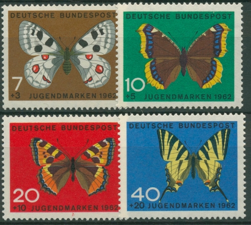 Bund 1962 Jugend: Tiere Insekten Schmetterlinge 376/79 postfrisch