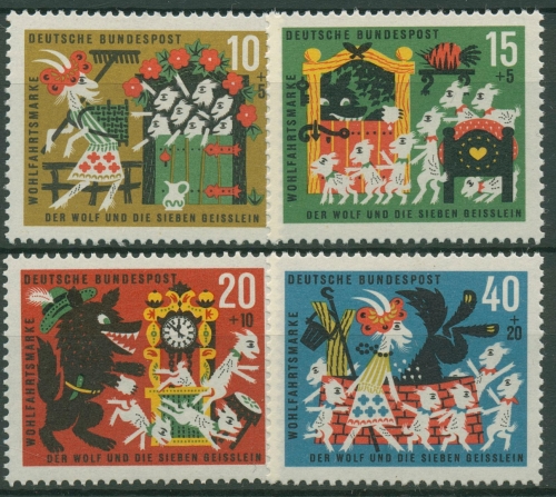Bund 1963 Brüder Grimm Märchen Wolf und die 7 Geislein 408/11 postfrisch