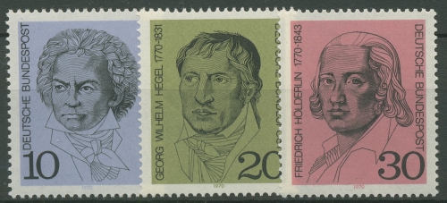 Bund 1970 Ludwig van Beethoven Georg Hegel Friedrich Hölderlin 616/18 postfrisch