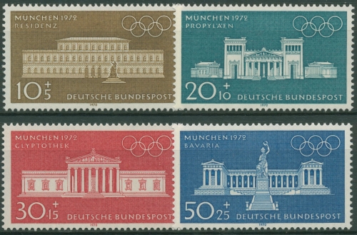 Bund 1970 Olympia´72 Sommerspiele München Bauwerke 624/27 postfrisch