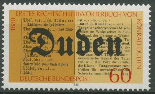 Bund 1980 Rechtschreiblexikon Duden 1039 postfrisch