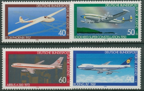 Bund 1980 Jugend: Luftfahrt Flugzeuge 1040/43 postfrisch