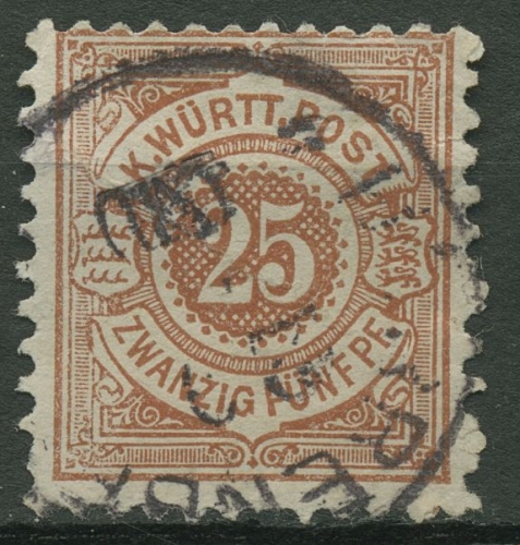 Württemberg 1875 weiße Ziffern im Kreis 48 a gestempelt, kleiner Zahnfehler