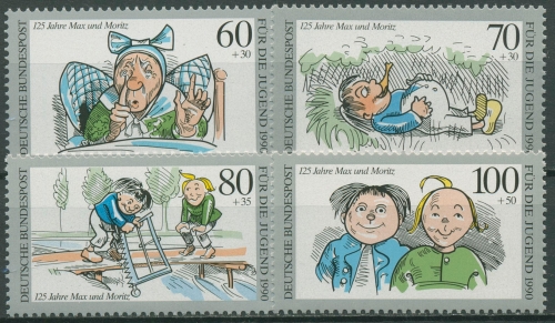 Bund 1990 Jugend: Wilhelm Busch Max & Moritz 1455/58 postfrisch