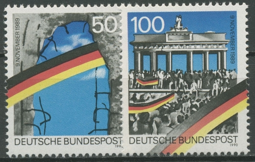 Bund 1990 Berliner Mauer Grenzöffnung 1481/82 II postfrisch, Blockeinzelmarken