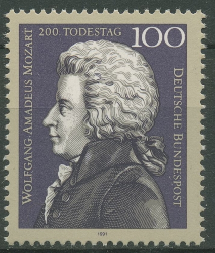 Bund 1991 Wolfgang Amadeus Mozart 1571 postfrisch, Blockeinzelmarke