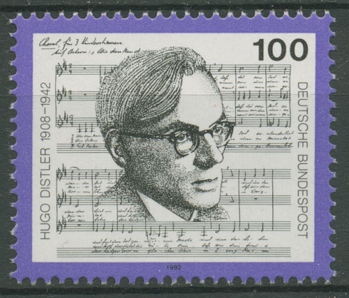 Bund 1992 Komponist Hugo Distler 1637 postfrisch