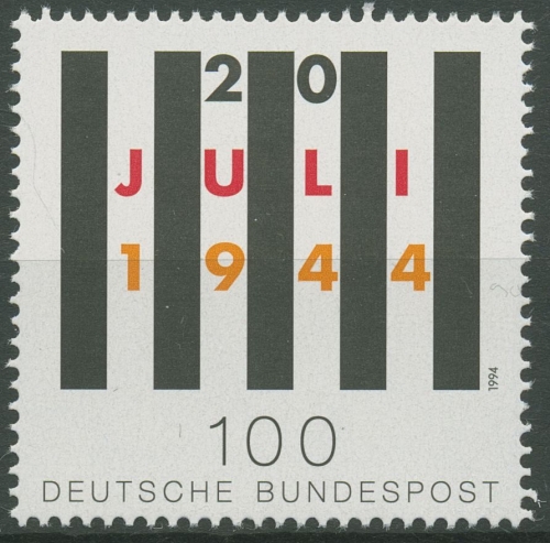 Bund 1994 Hitlerattentat Gitterstäbe 1741 postfrisch, Blockeinzelmarke