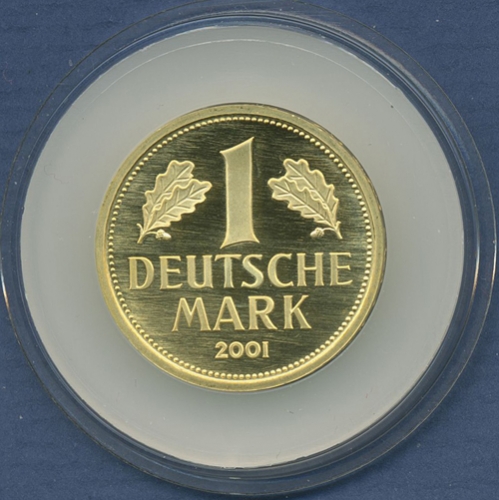 Deutschland 1 DM Gold 2001 G, J 481 PP in Original-Kapsel (m2804)