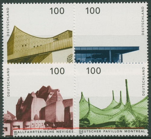 Bund 1997 Architektur Bauwerke 1906/09 postfrisch, Blockeinzelmarken