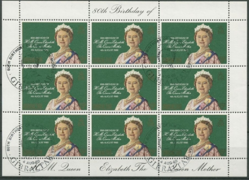 Gibraltar 1980 80. Geb. von Königinmutter Elisabeth 408 K gestempelt (C30941)