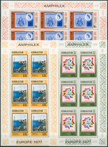 Gibraltar 1977 AMPHILEX '77 Kleinbogen 364/66 postfrisch (C30934)