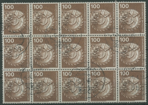 Bund 1975 Industrie & Technik Bogenmarken 15er-Block 854 gestempelt (R19615)