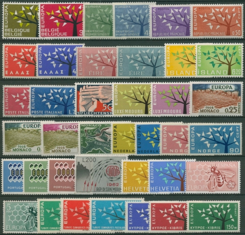 EUROPA CEPT Jahrgang 1962 postfrisch komplett (18 Länder) (SG97666)
