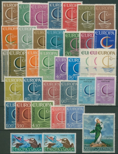 EUROPA CEPT Jahrgang 1966 postfrisch komplett (19 Länder) (SG97674)