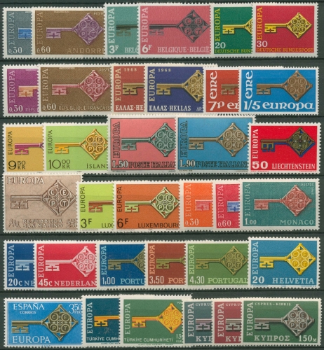 EUROPA CEPT Jahrgang 1968 postfrisch komplett (18 Länder) (SG97678)