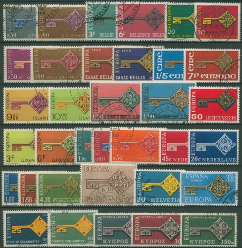 EUROPA CEPT Jahrgang 1968 gestempelt komplett (18 Länder) (SG97679)