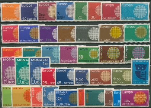 EUROPA CEPT Jahrgang 1970 postfrisch komplett (19 Länder) (SG97681)