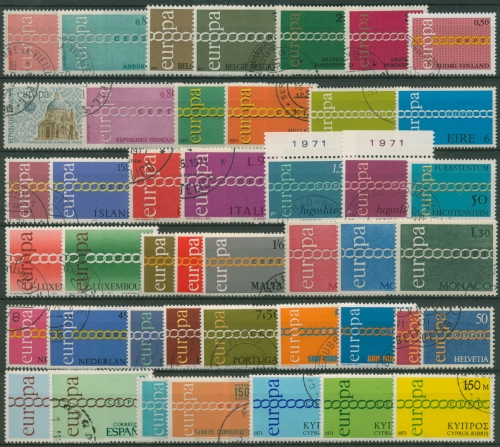 EUROPA CEPT Jahrgang 1971 gestempelt komplett (21 Länder) (SG97683)