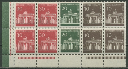 Berlin Heftchenblatt 1966 Brandenburger Tor H-Blatt 13 RLV IIa Ecke postfrisch