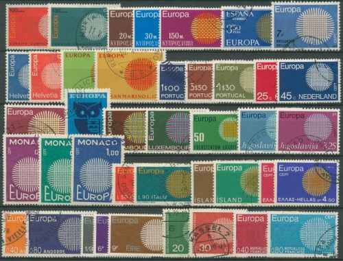 EUROPA CEPT Jahrgang 1970 gestempelt komplett (19 Länder) (SG97784)