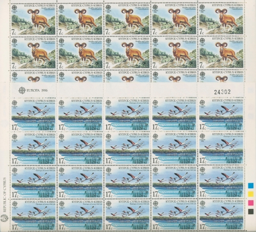Zypern 1986 Europa CEPT Naturschutz 655/56 Bogen postfrisch (SG97795)