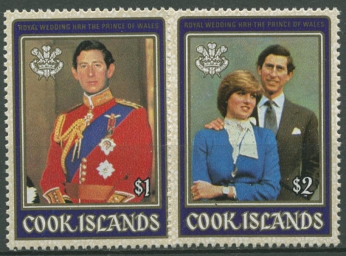 Cook-Inseln 1981 Hochzeit Prinz Charles und Diana Spencer 778/79 A postfrisch