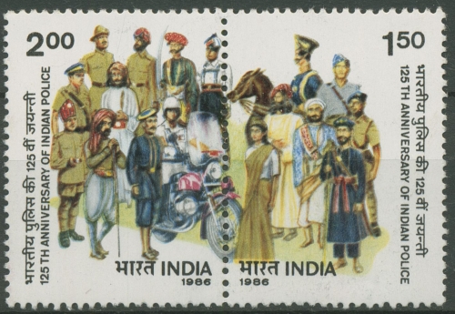 Indien 1986 Polizei Polizisten Uniformen 1065/66 ZD postfrisch