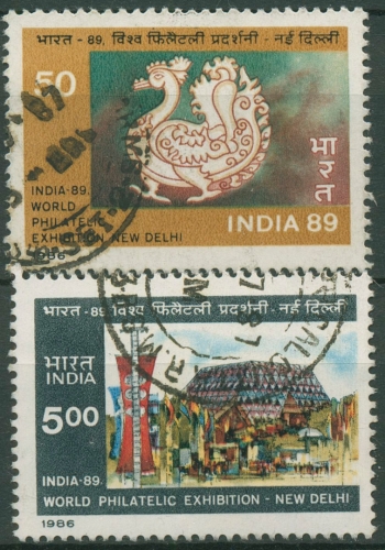 Indien 1987 INDIA´89 Ausstellungshalle 1099/00 gestempelt Blockeinzelmarken