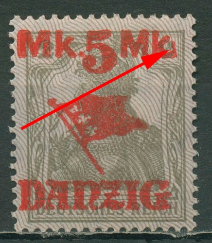 Danzig 1920 Germania mit Netzunterdruck Aufdruckfehler 45 II AF III mit Falz