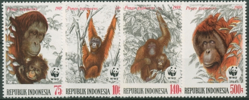 Indonesien 1989 WWF Naturschutz Tiere Affen Orang-Utan 1291/94 postfrisch