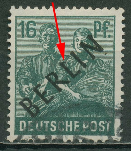 Berlin 1948 30 Pfennig Schwarzaufdruck mit Aufdruckfehler 7 I gestempelt