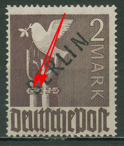 Berlin 1948 Schwarzaufdruck mit Aufdruckfehler 18 X mit Falz