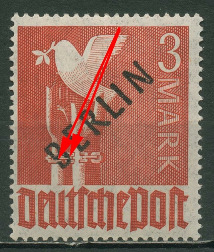 Berlin 1948 Schwarzaufdruck mit Aufdruckfehler 19 X mit Falz