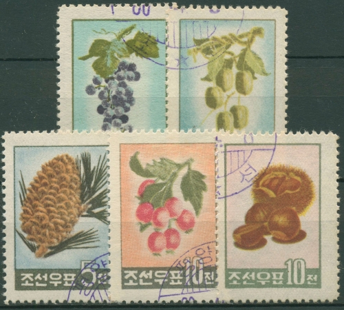 Korea (Nord) 1960 Pflanzen Wildfrüchte Wein, Weiki 218/22 gestempelt