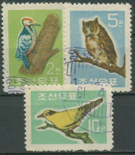 Korea (Nord) 1961 Tiere Vögel Specht Eule Pirol 298/00 gestempelt