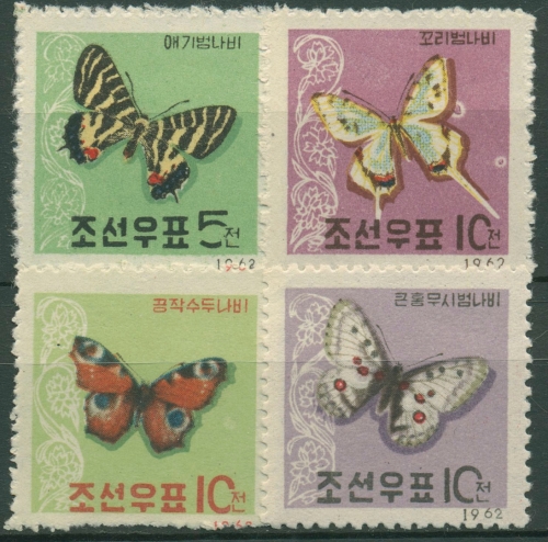 Korea (Nord) 1962 Tiere Schmetterlinge 380/83 ungebraucht ohne Gummierung