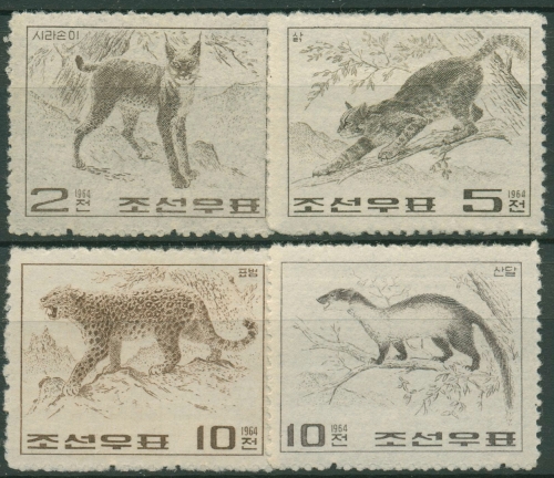 Korea (Nord) 1964 Tiere Luchs Bengalkatze Leopard Marder 558/61 postfrisch