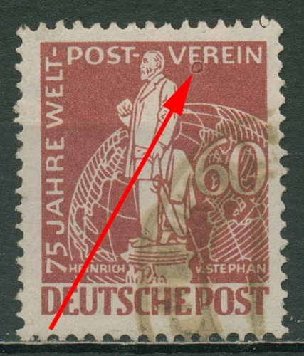 Berlin 1949 75 Jahre Weltpostverein mit Plattenfehler 39 PF ? gestempelt