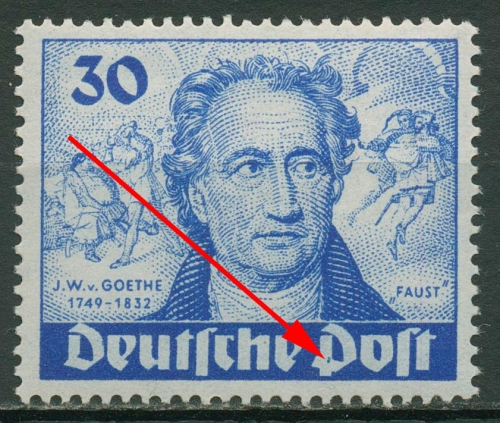 Berlin 1949 Goethe mit Plattenfehler 63 PF ? mit Falz