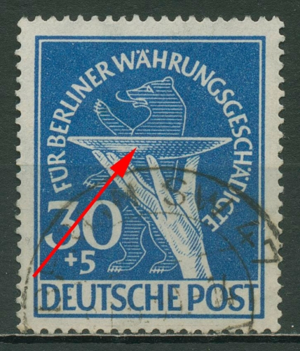 Berlin 1949 Währungsgeschädigte mit Plattenfehler 70 I gestempelt geprüft