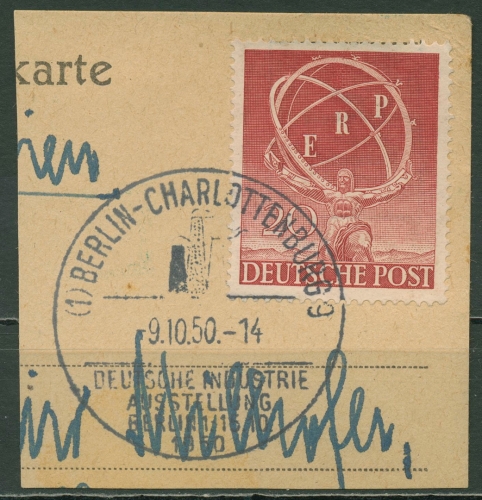 Berlin 1950 Marshallplan ERP 71 mit Sonderstempel auf Briefstück