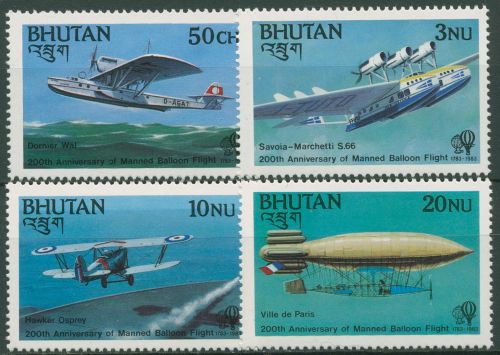 Bhutan 1983 Luftfahrt Flugzeuge 824/27 A postfrisch