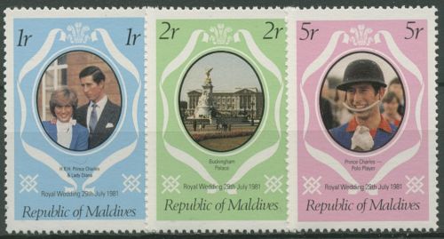 Malediven 1981 Hochzeit Prinz Charles & Lady Diana 928/30 postfrisch