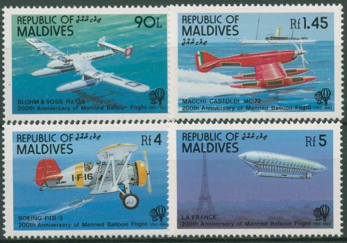 Malediven 1983 Luftfahrt Flugzeuge Luftschiff 1001/04 postfrisch