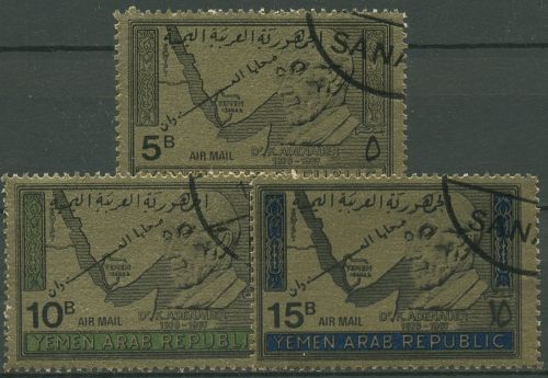 Jemen (Nordjemen) 1968 Konrad Adenauer Flüchtlingsgedenken 734/36 gestempelt