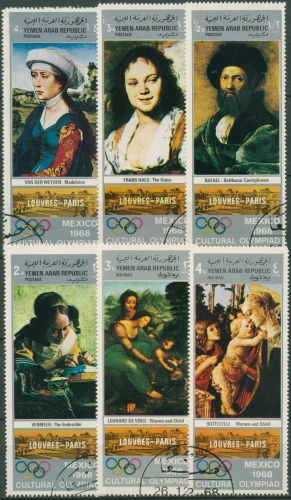 Jemen (Nordjemen) 1969 Kultur-Olympiade Mexiko, Gemälde 862/67 A gestempelt