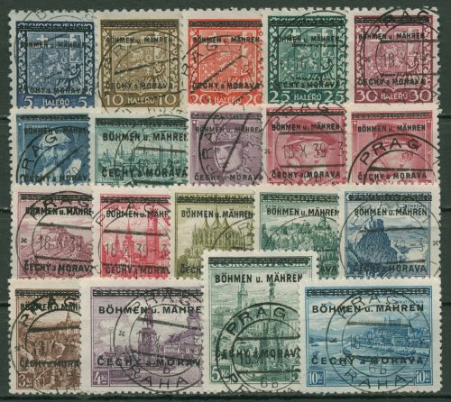 Böhmen und Mähren 1939 Marken mit Aufdruck 1/19 gestempelt signiert