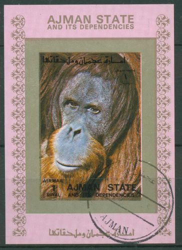 Ajman 1973 Tiere Orang Utan 2830 B gestempelt